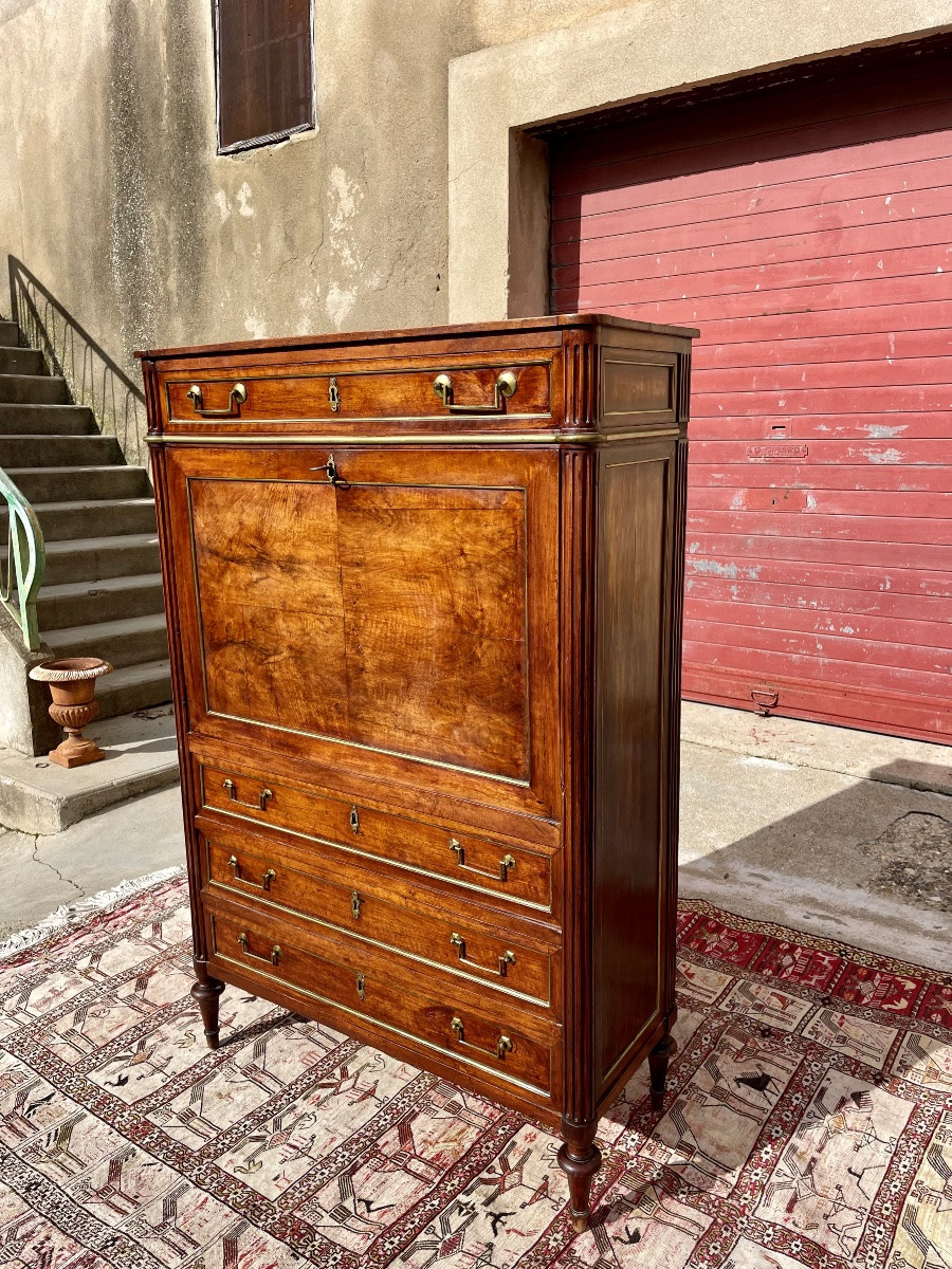 Secretary, Louis XVI Style, In Mahogany, 18th Century -photo-4