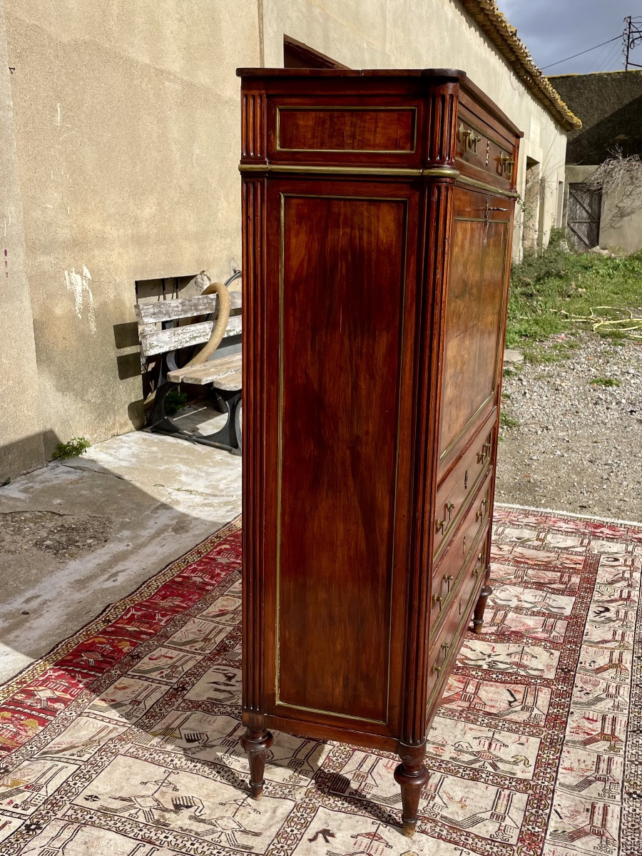 Secretary, Louis XVI Style, In Mahogany, 18th Century -photo-5