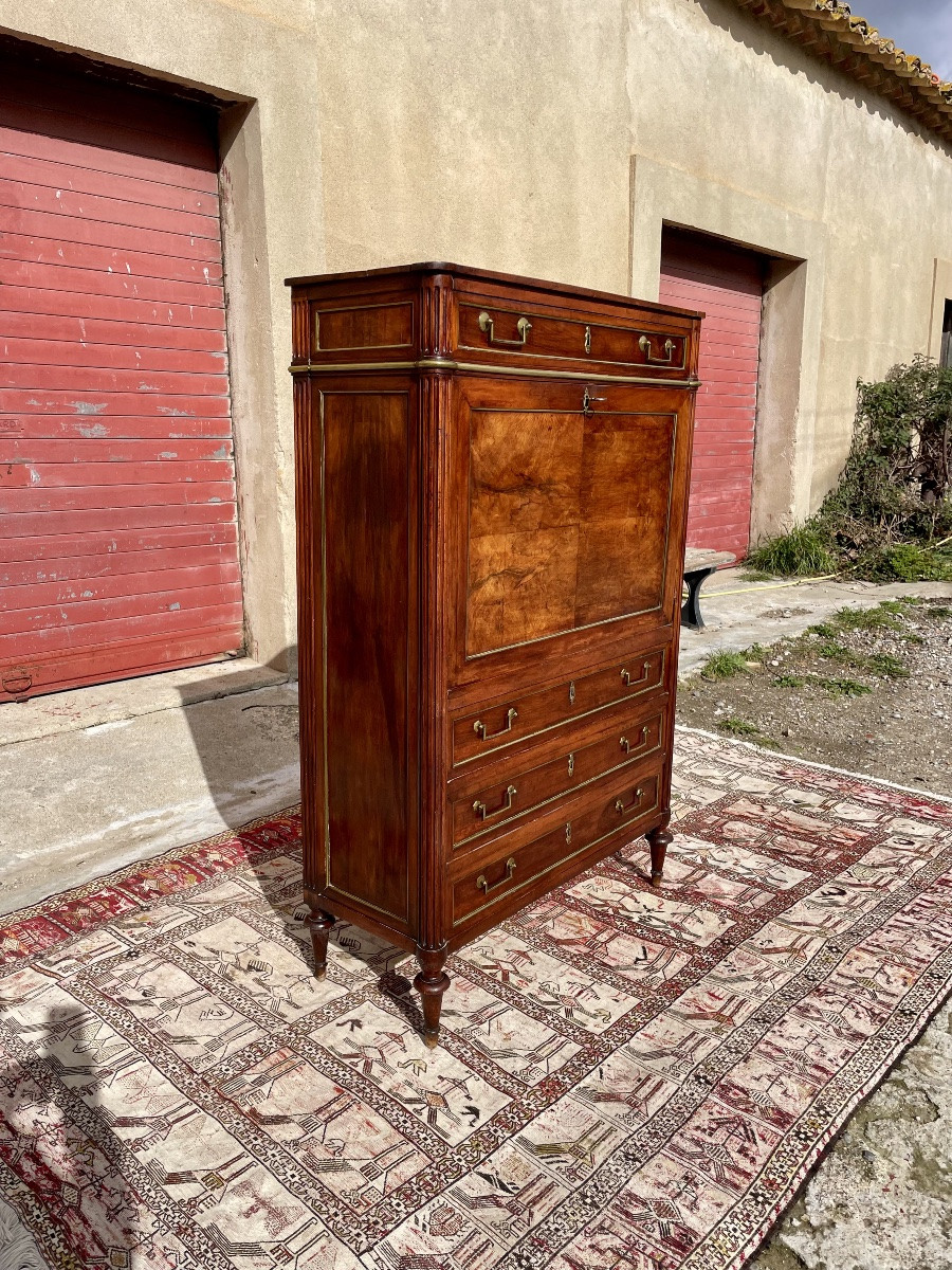 Secretary, Louis XVI Style, In Mahogany, 18th Century -photo-7
