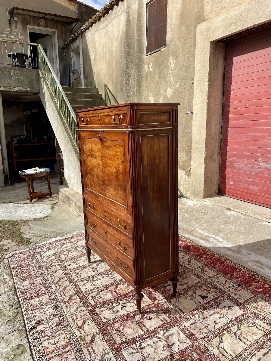 Secretary, Louis XVI Style, In Mahogany, 18th Century -photo-8