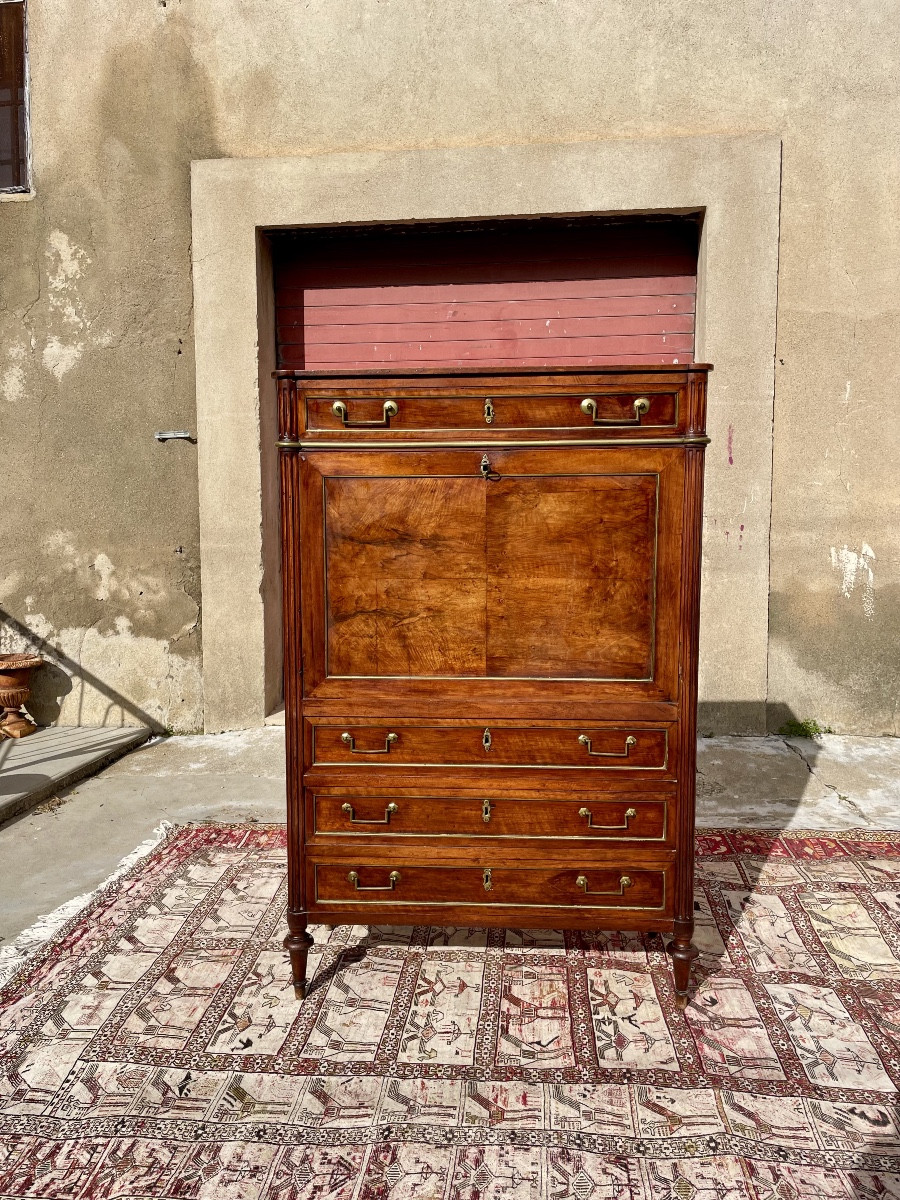 Secretary, Louis XVI Style, In Mahogany, 18th Century 