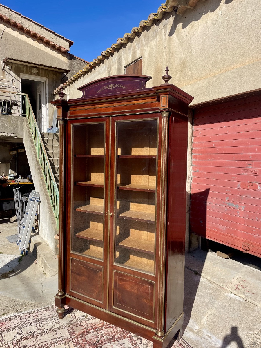Bibliothèque,,,, vitrine, Louis XVI, en acajou d’époque XIXem siecle-photo-5