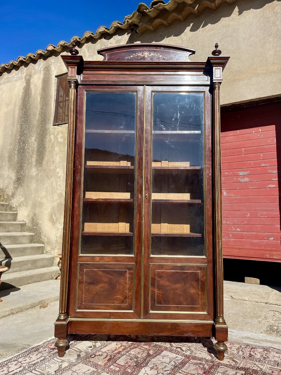 Bibliothèque,,,, vitrine, Louis XVI, en acajou d’époque XIXem siecle-photo-7