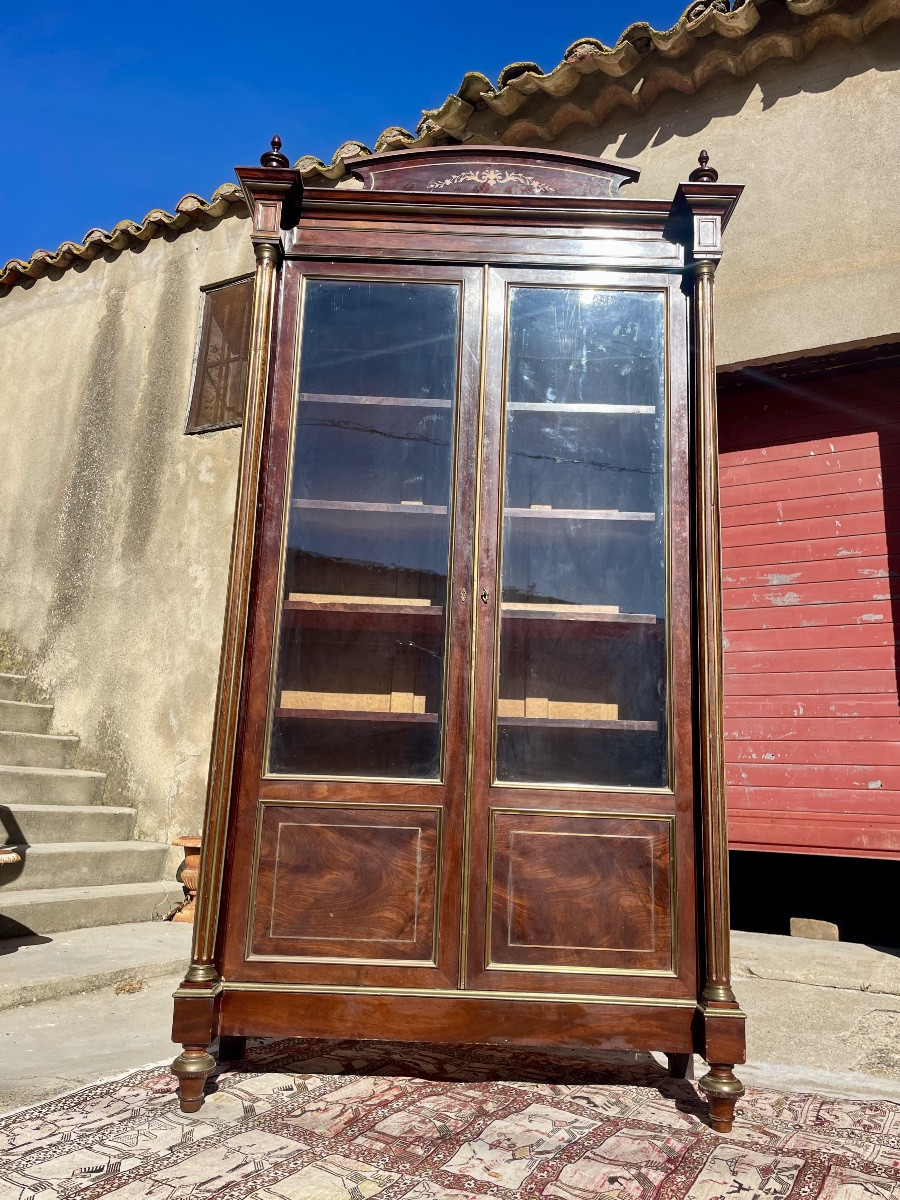Bibliothèque,,,, vitrine, Louis XVI, en acajou d’époque XIXem siecle-photo-8