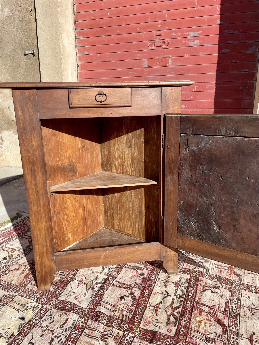 Encoignure Louis XIII, en noyer d’époque XVIIIem siècle -photo-3