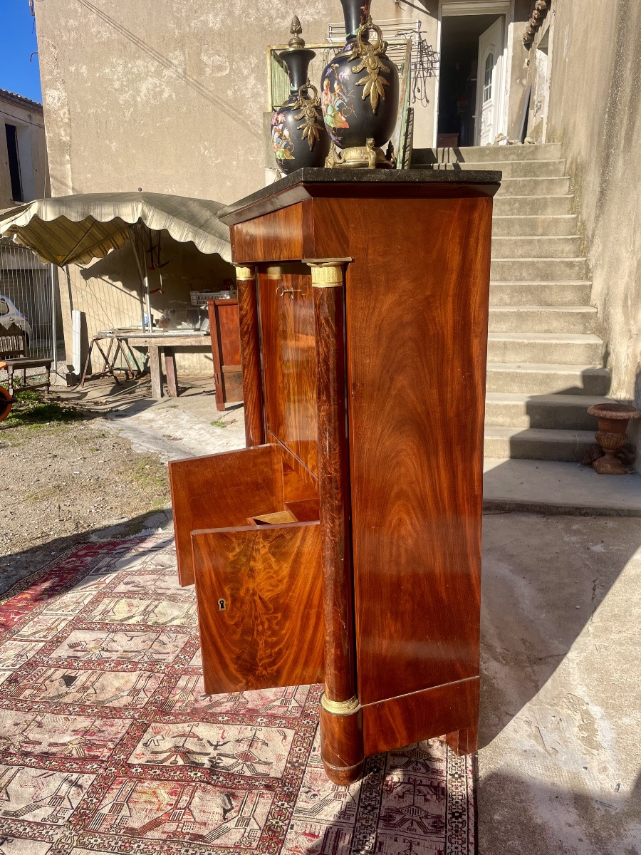 Empire-style Mahogany Secretary Desk With Column, Detached, 19th Century -photo-1