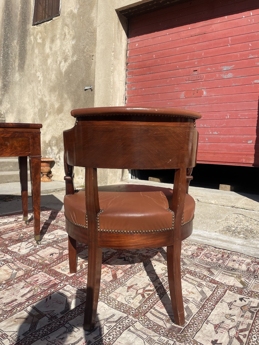 Office Chair, In Mahogany, Directoire Period, Consulate, Late 18th Century -photo-1