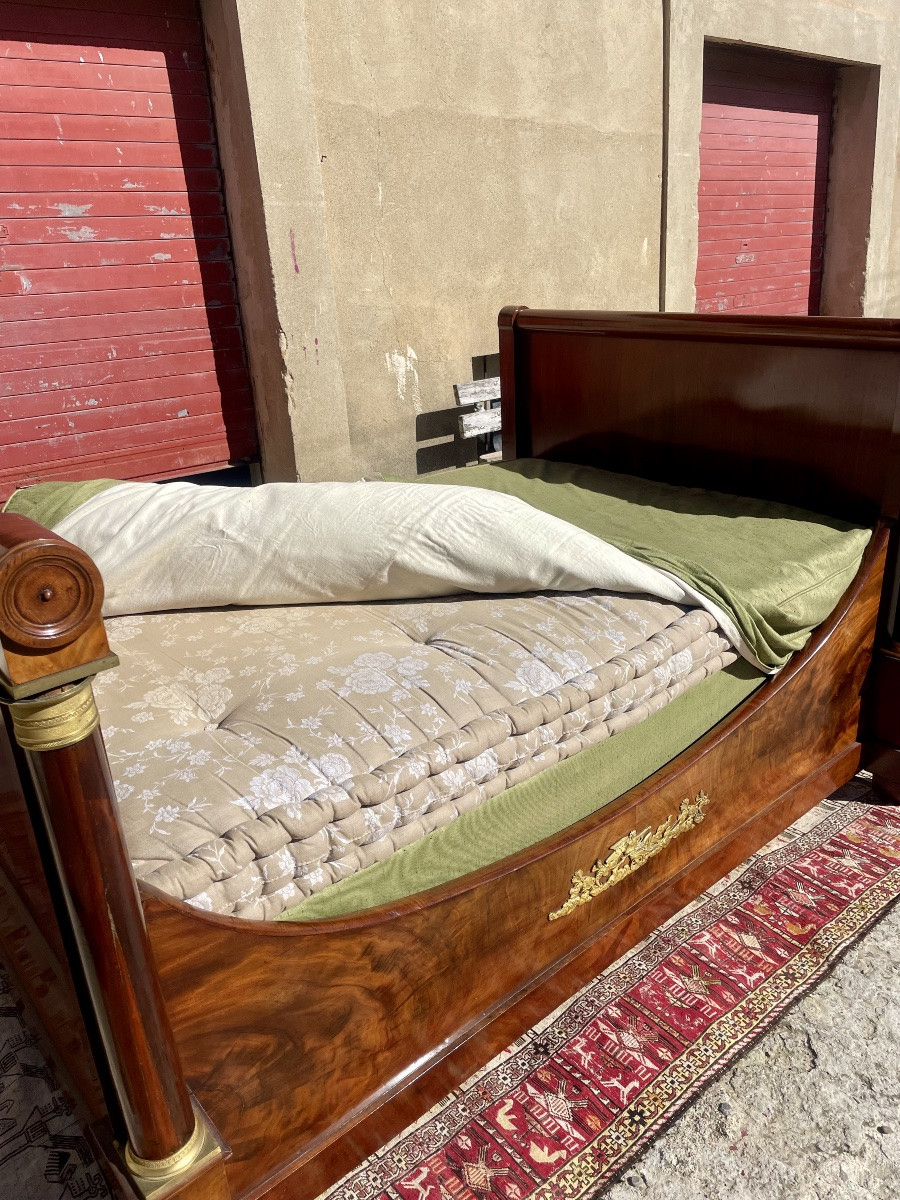 Empire-style Bed With Detached Mahogany Columns, Period Style -photo-2