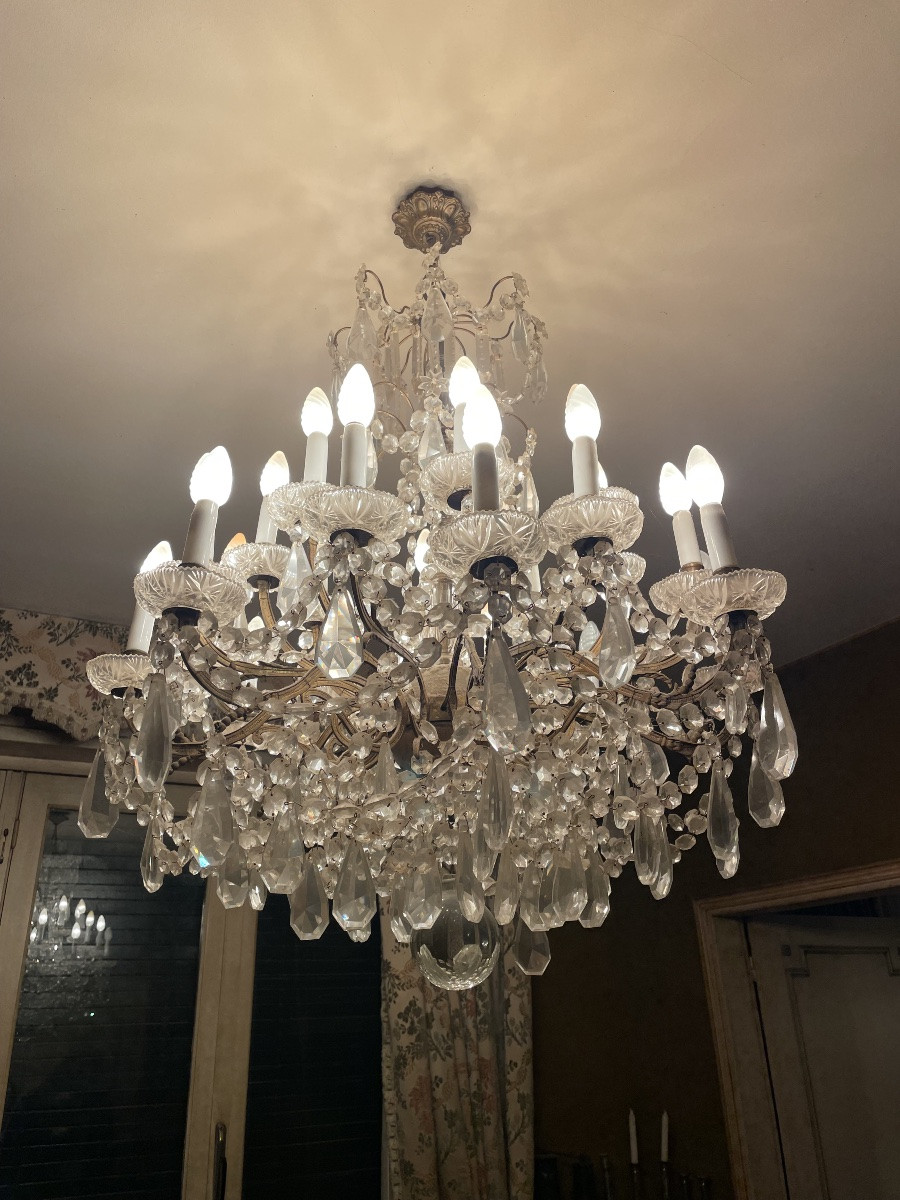 Important Louis XV Style Chandelier, In Bronze And Crystal, 20 Lights, 19th Century -photo-4