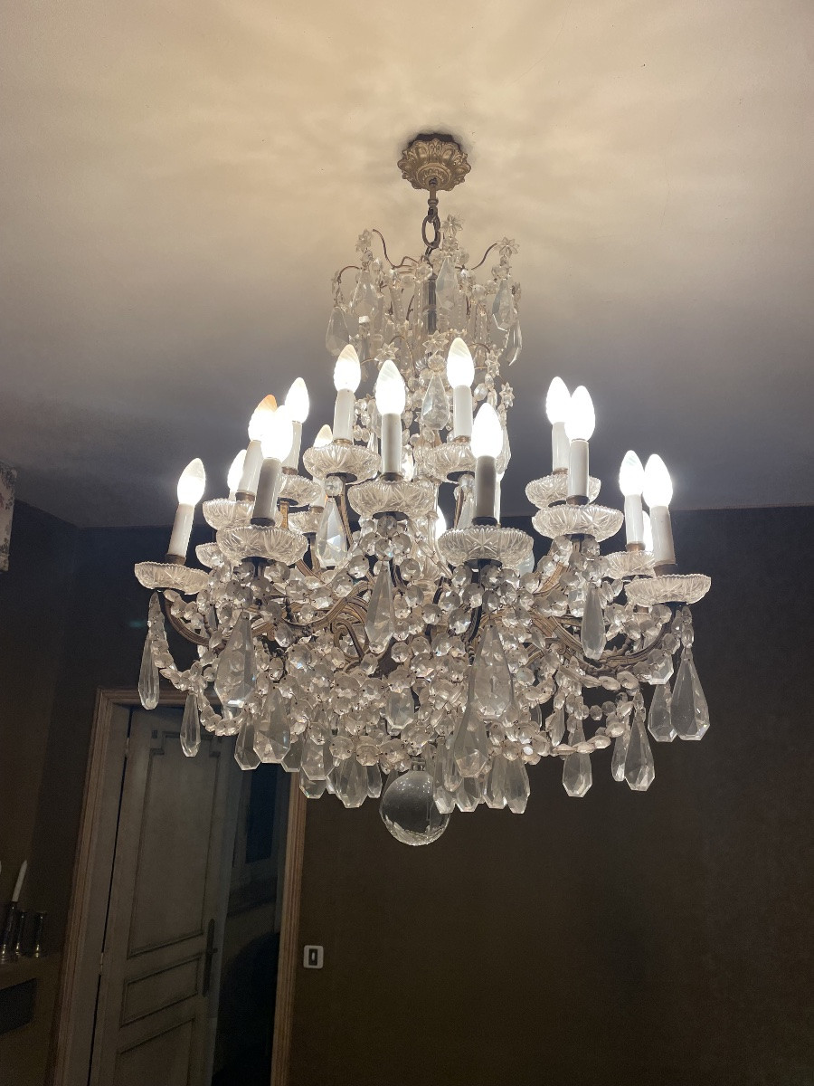 Important Louis XV Style Chandelier, In Bronze And Crystal, 20 Lights, 19th Century -photo-1