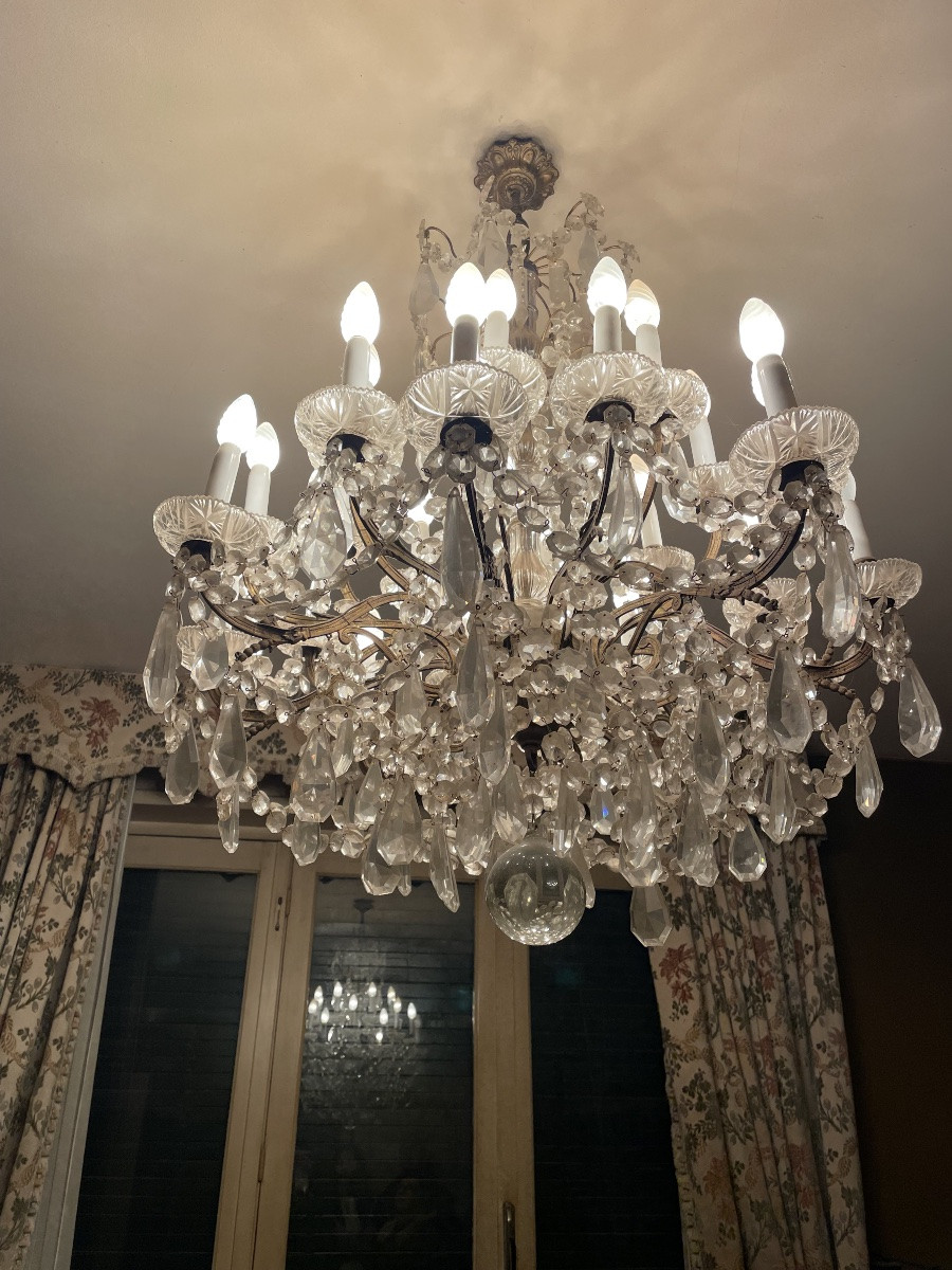 Important Louis XV Style Chandelier, In Bronze And Crystal, 20 Lights, 19th Century -photo-4