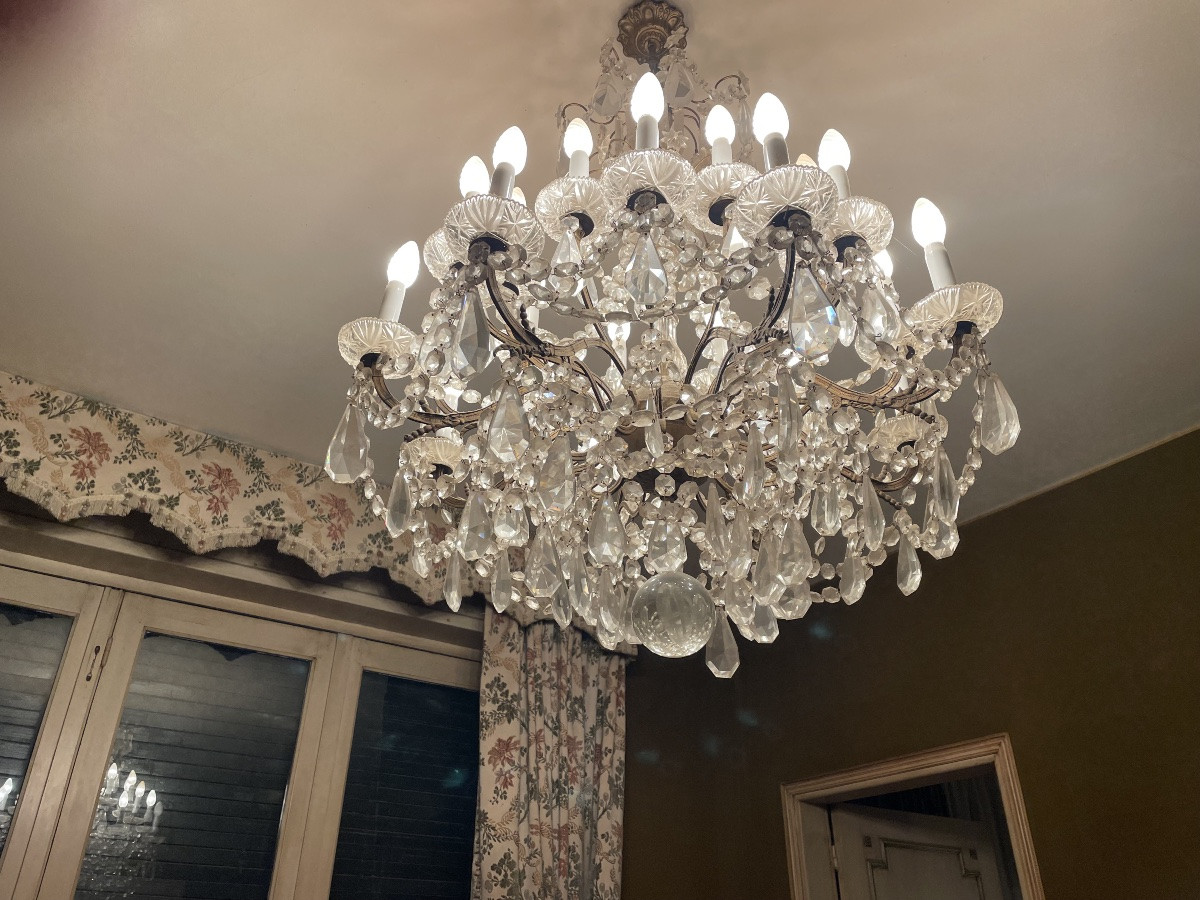 Important Louis XV Style Chandelier, In Bronze And Crystal, 20 Lights, 19th Century -photo-7