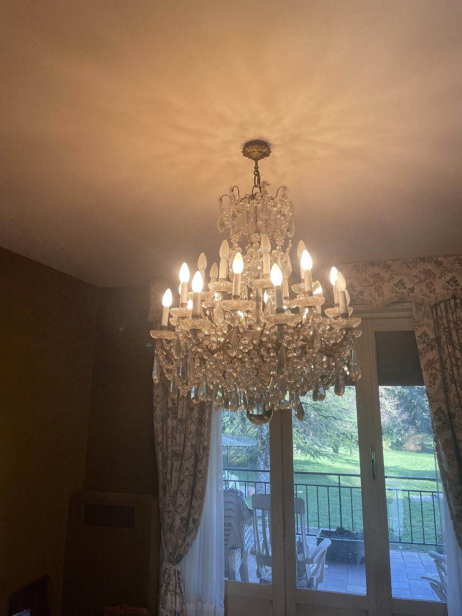 Important Louis XV Style Chandelier, In Bronze And Crystal, 20 Lights, 19th Century -photo-2