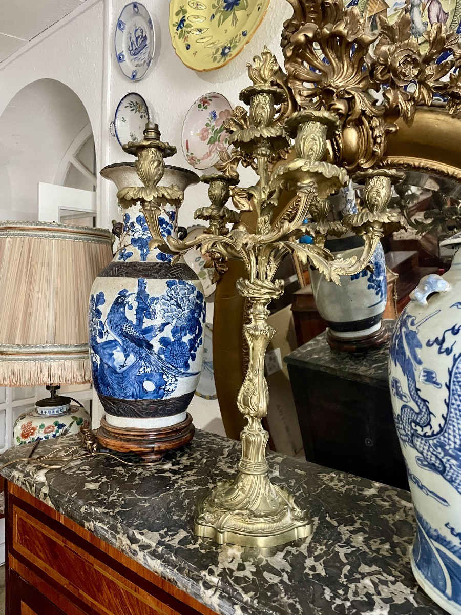 Candelare Bronze With Six Lights, Louis XV Style From The 19th Century-photo-3