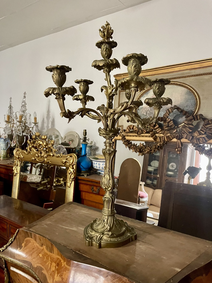 Candelare Bronze With Six Lights, Louis XV Style From The 19th Century