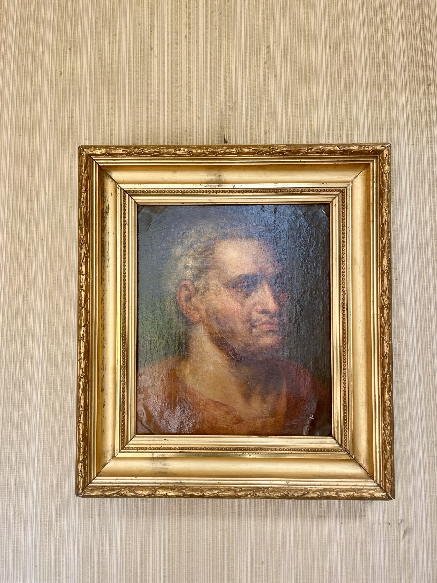 Portrait Of A Man In The Antique Style, Oil On Canvas, Late 19th Century School 