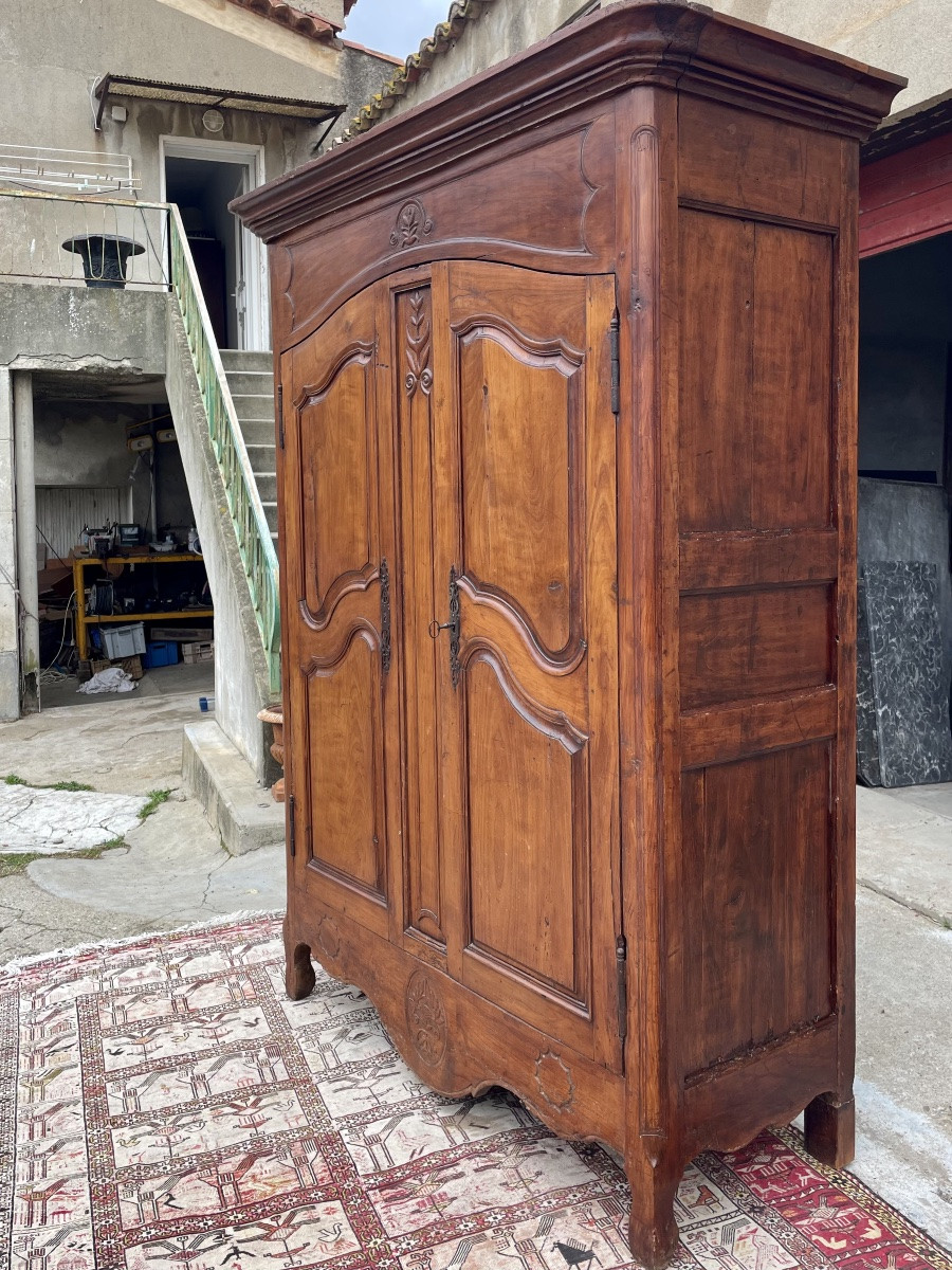 Louis XV Style Walnut Wardrobe From The 18th Century -photo-2