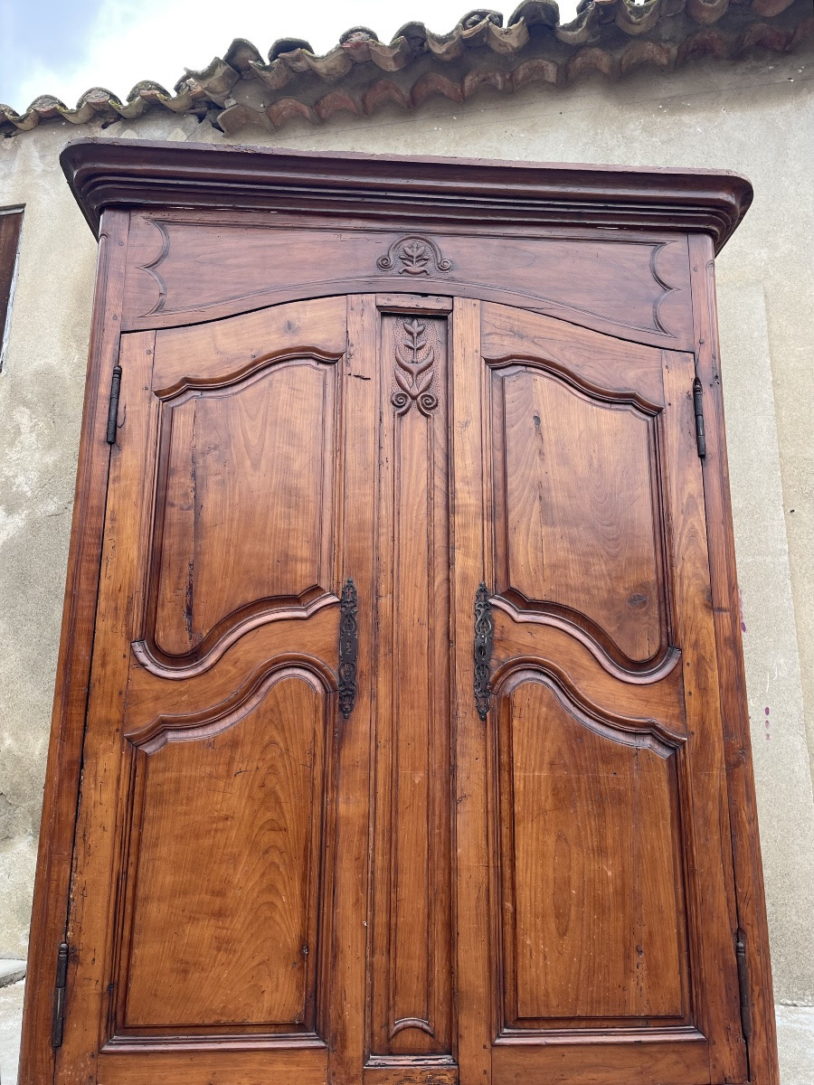 Louis XV Style Walnut Wardrobe From The 18th Century -photo-4