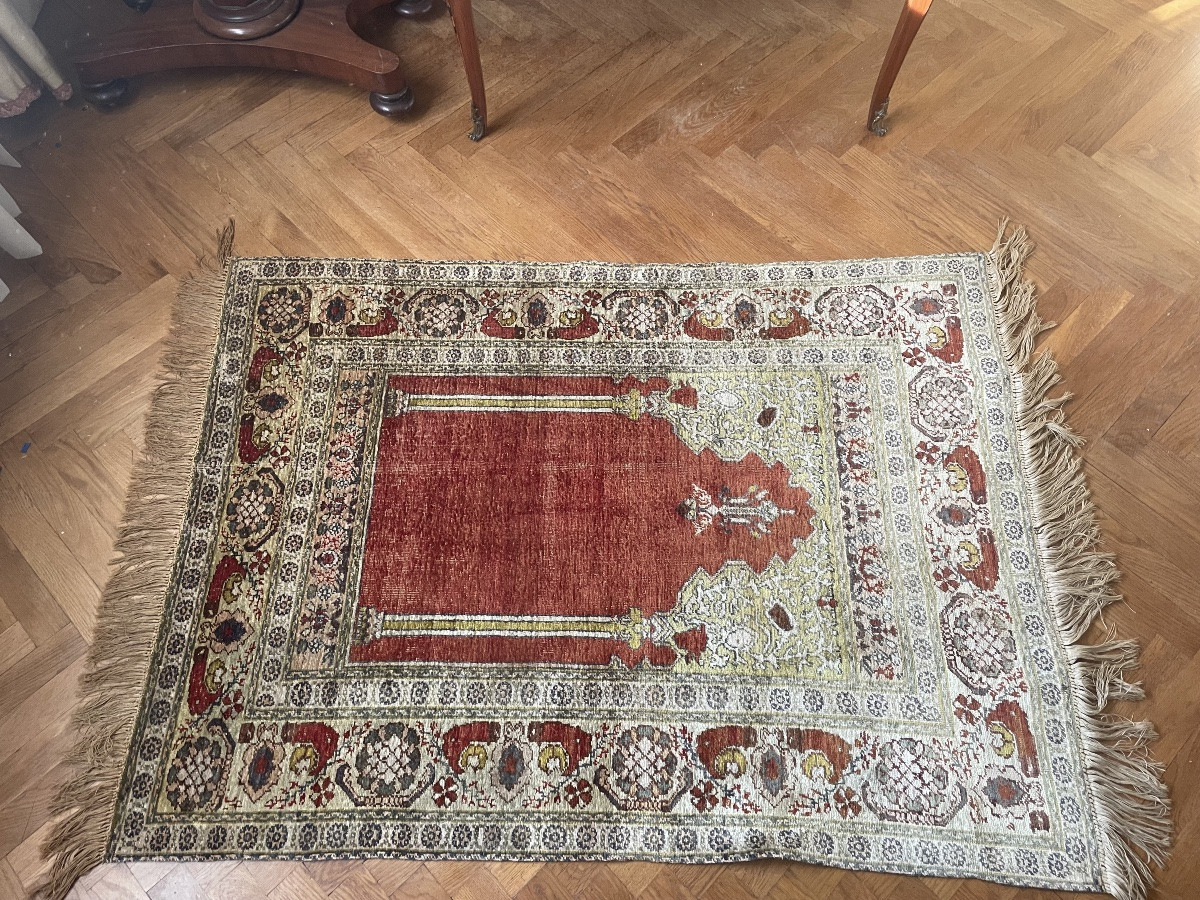 Oriental Silk Prayer Rug, 20th Century -photo-2