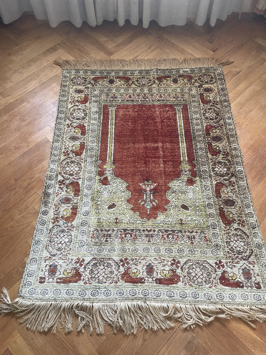 Oriental Silk Prayer Rug, 20th Century -photo-2