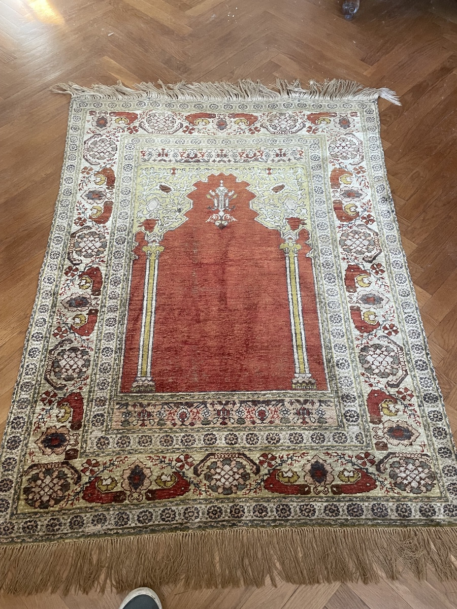 Oriental Silk Prayer Rug, 20th Century 