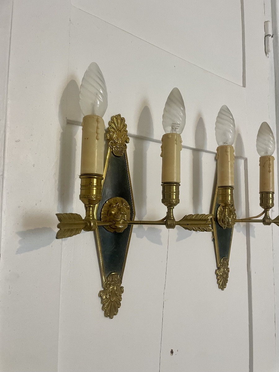 Paire d’applique Empire, en bronze d’époque, 1900-photo-2