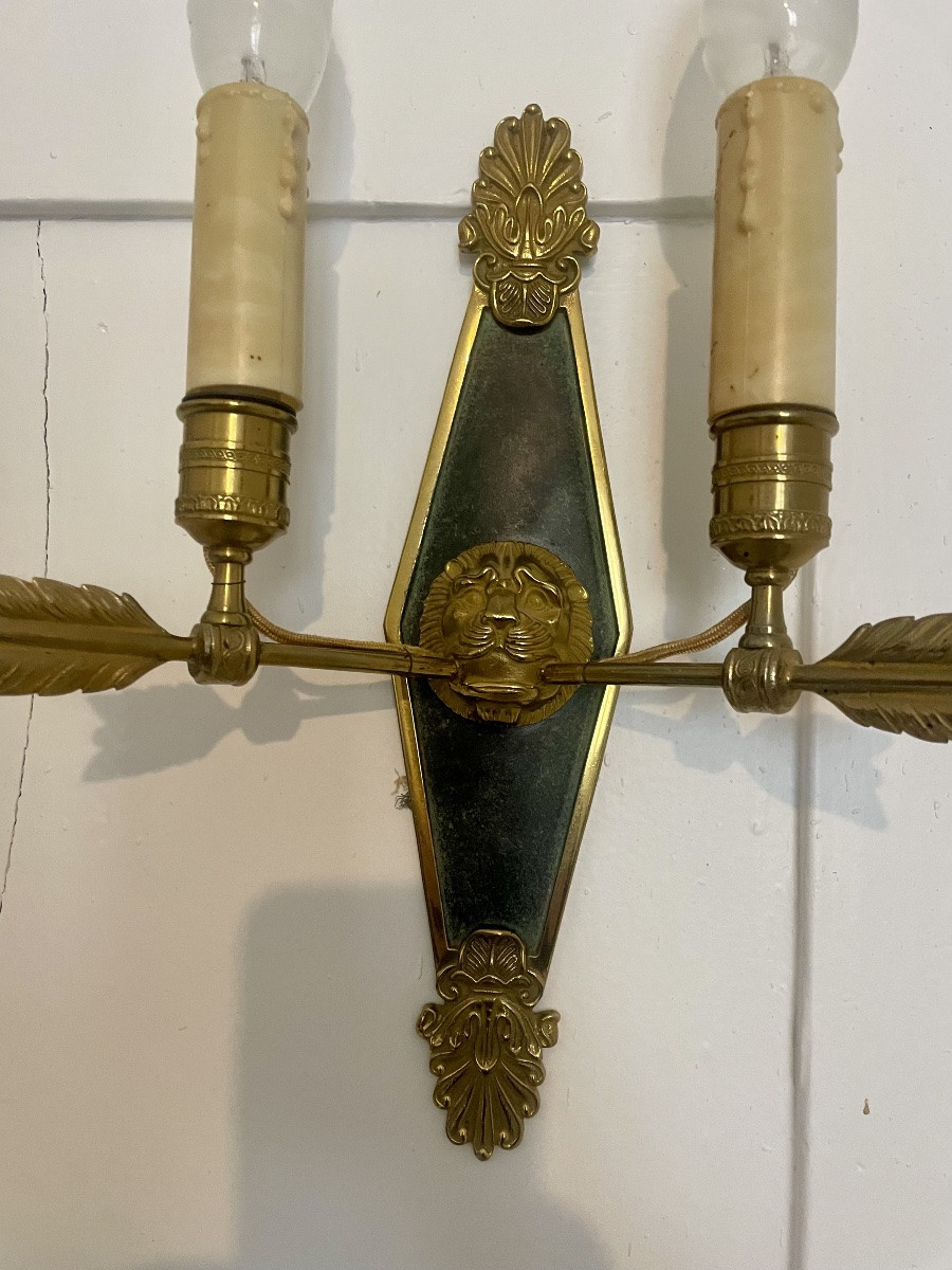 Paire d’applique Empire, en bronze d’époque, 1900-photo-3
