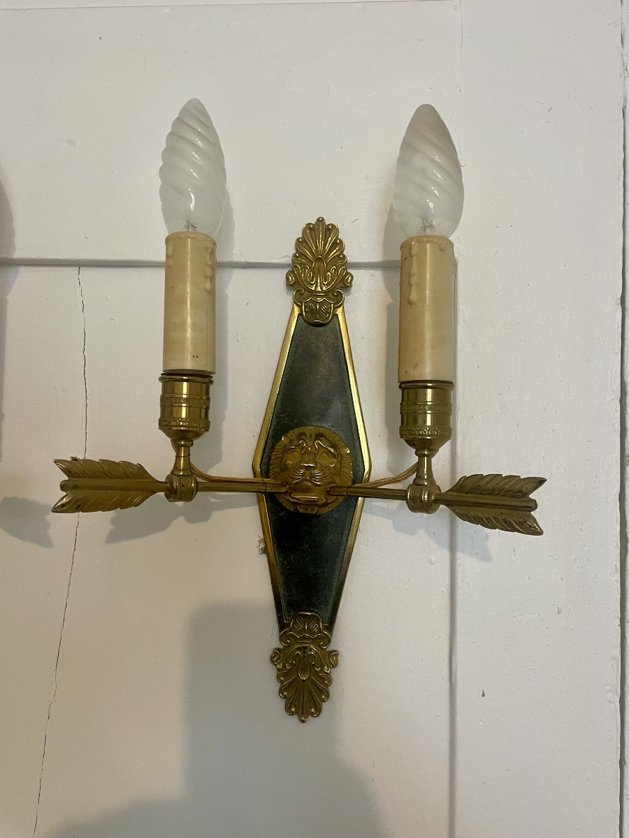 Paire d’applique Empire, en bronze d’époque, 1900-photo-4
