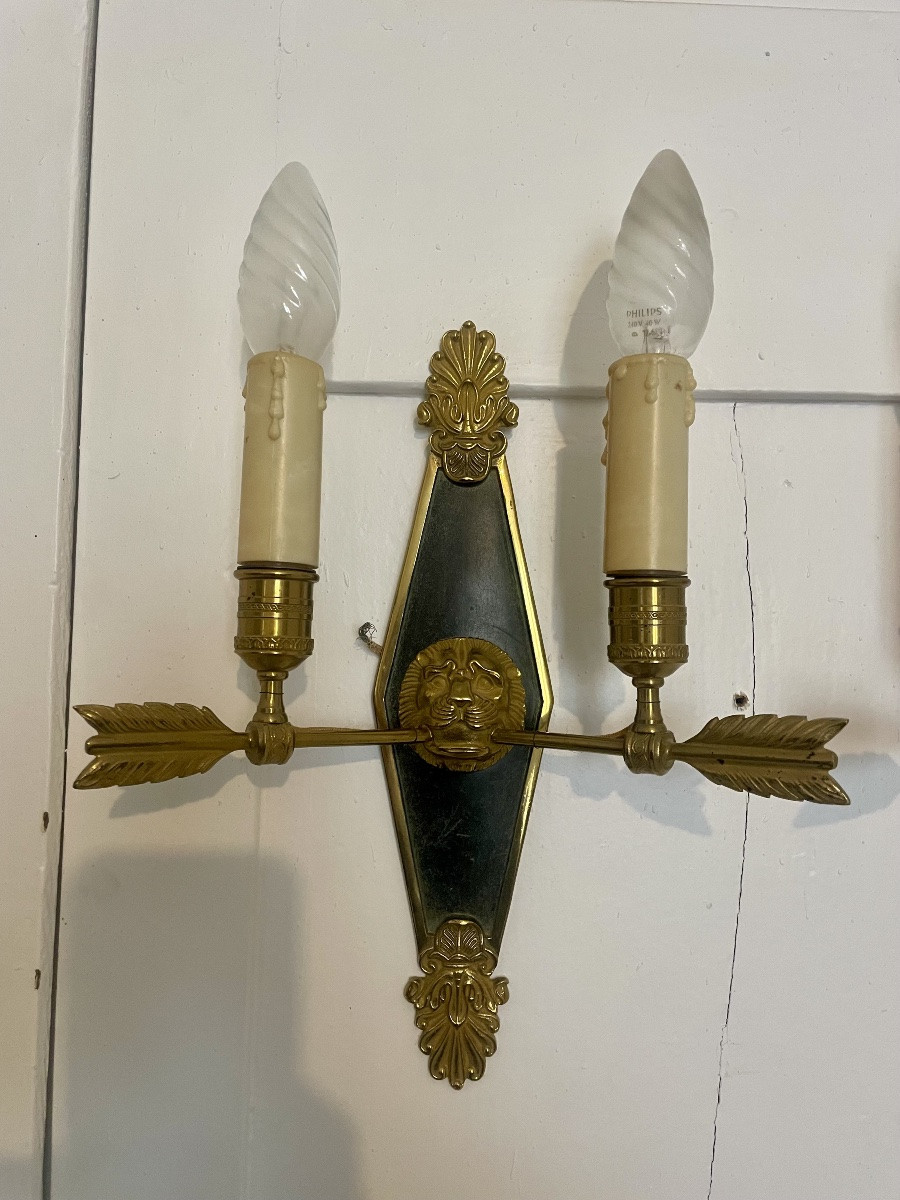 Paire d’applique Empire, en bronze d’époque, 1900-photo-5