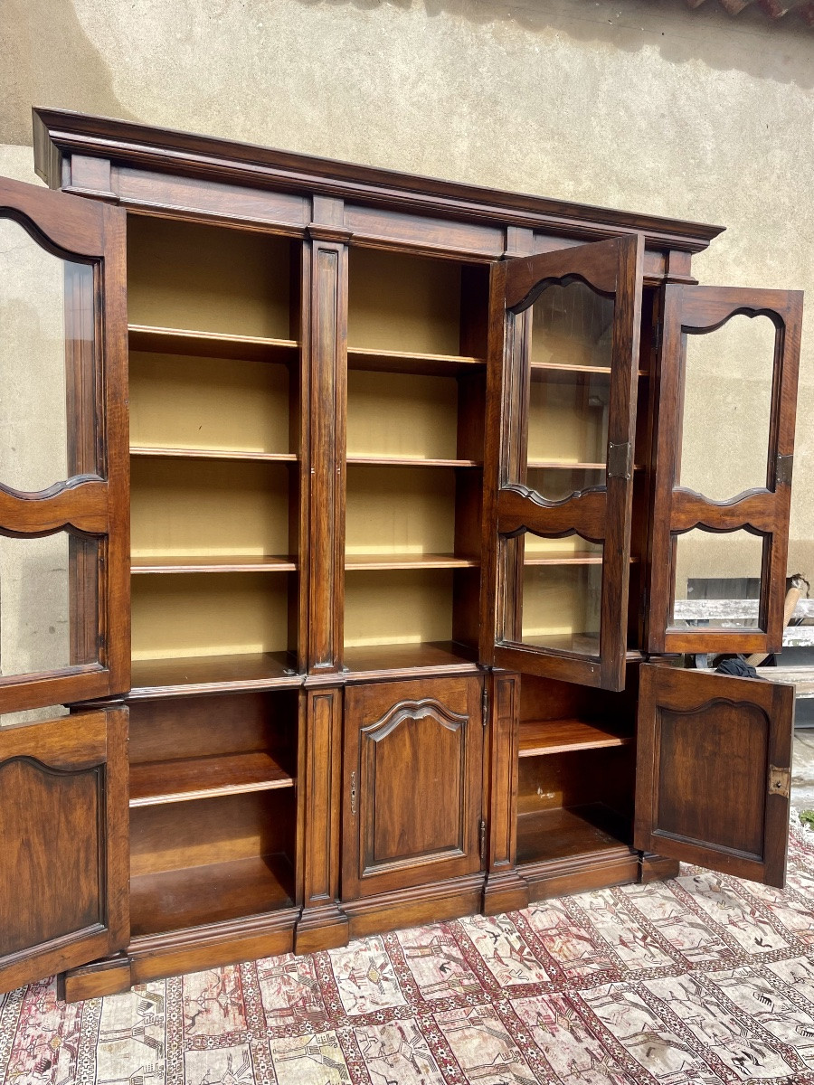 Large Library, Two Bodies, Louis XV Style, In Walnut Circa 1900.-photo-2