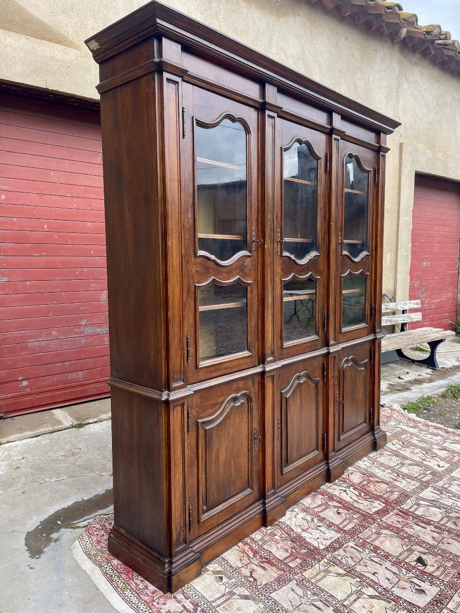 Large Library, Two Bodies, Louis XV Style, In Walnut Circa 1900.-photo-8