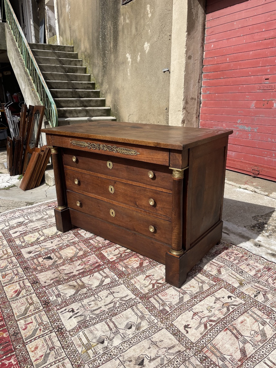 Commode,,,,, empire en noyer massif d’époque XIXE siècles -photo-3