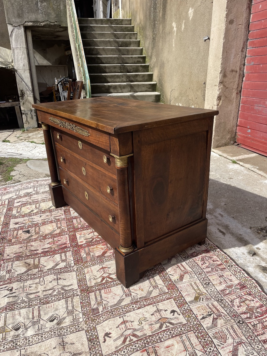 Commode,,,,, empire en noyer massif d’époque XIXE siècles -photo-4