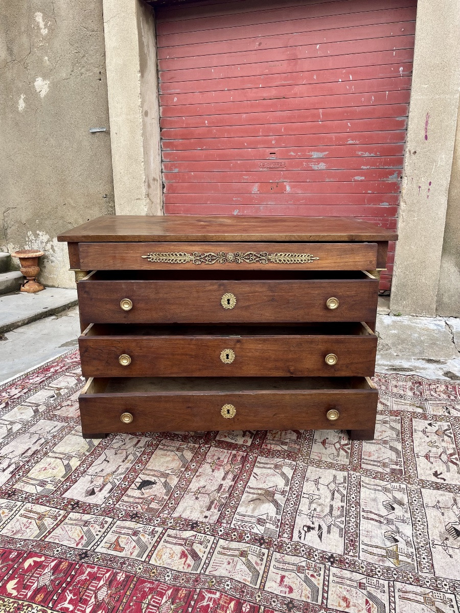 Commode,,,,, empire en noyer massif d’époque XIXE siècles -photo-1