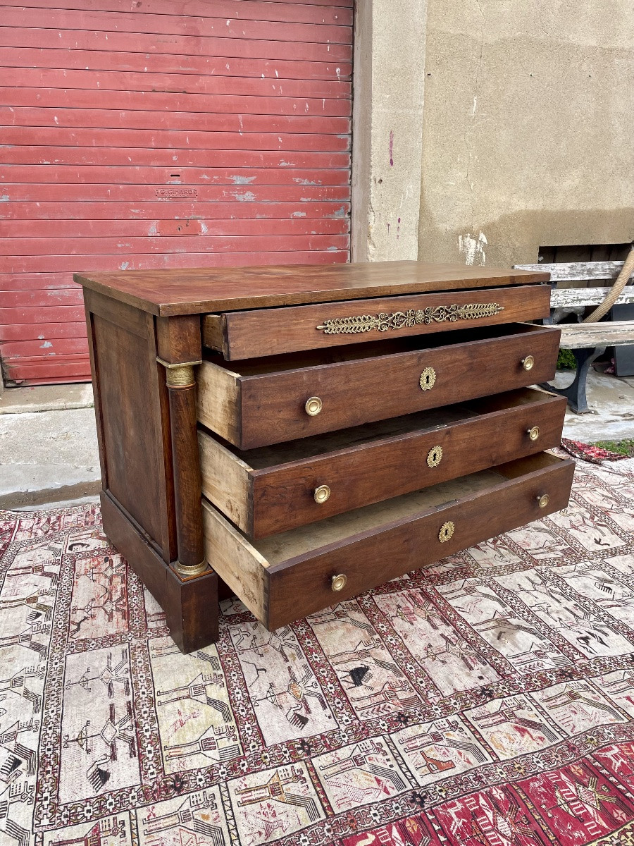 Commode,,,,, empire en noyer massif d’époque XIXE siècles -photo-2