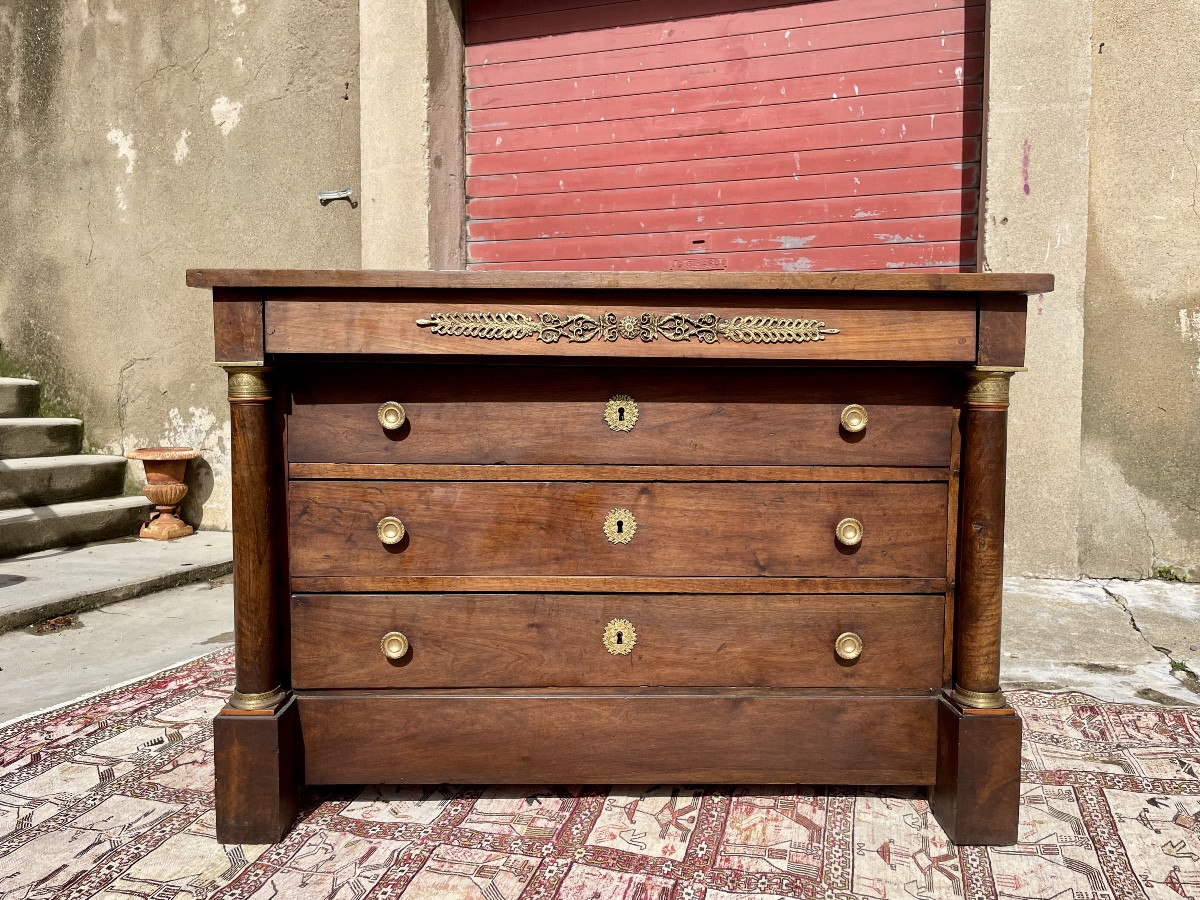 Commode,,,,, empire en noyer massif d’époque XIXE siècles 