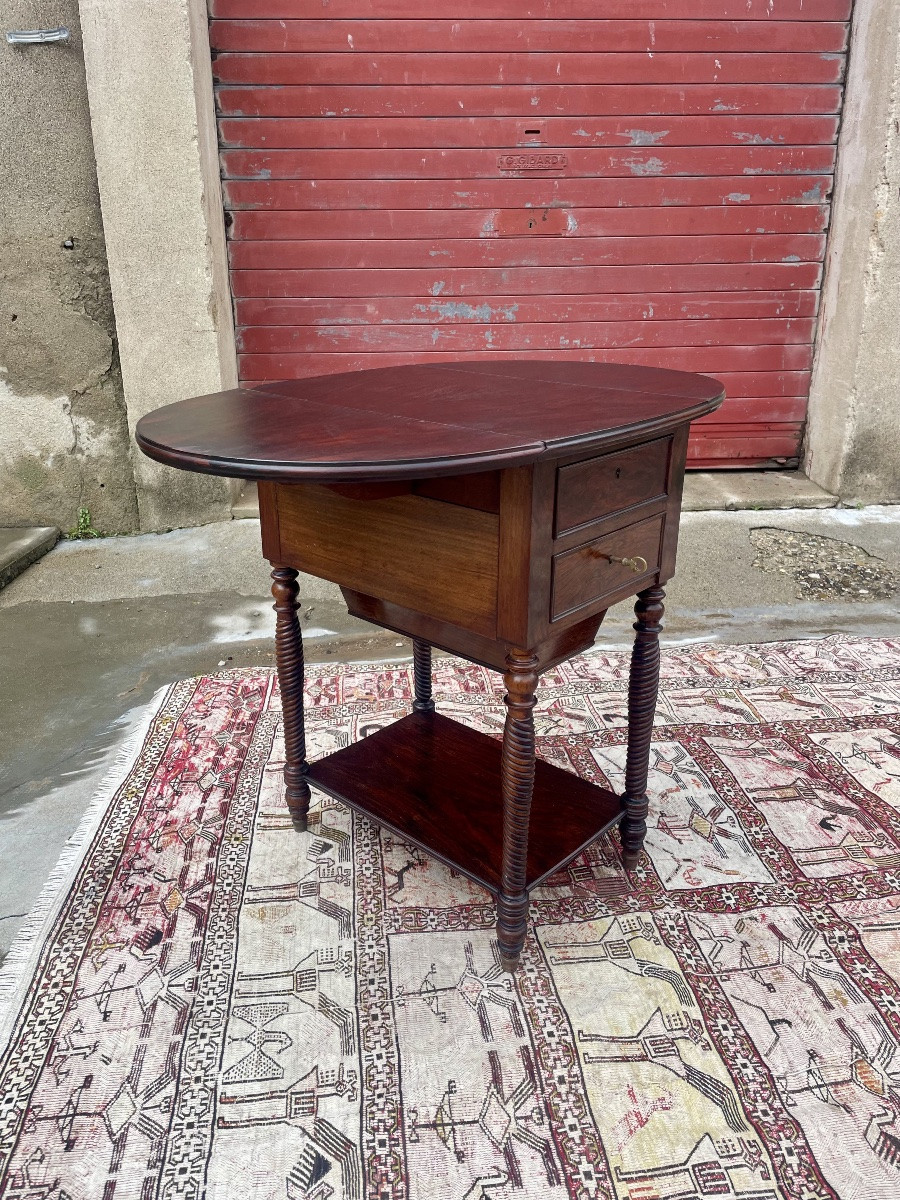 Small Mahogany Drop-leaf Table, Napoleon III/19th Century -photo-2