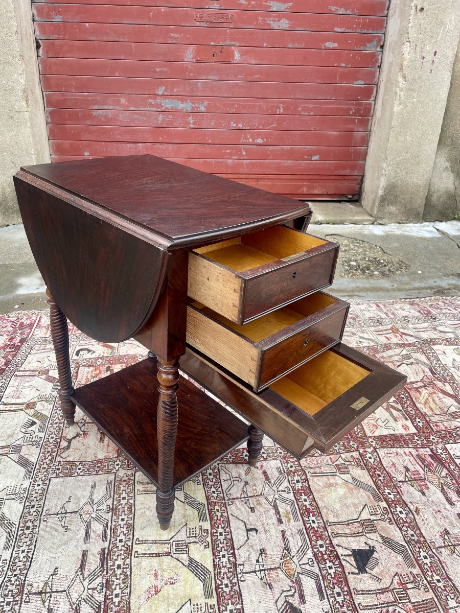 Small Mahogany Drop-leaf Table, Napoleon III/19th Century -photo-4