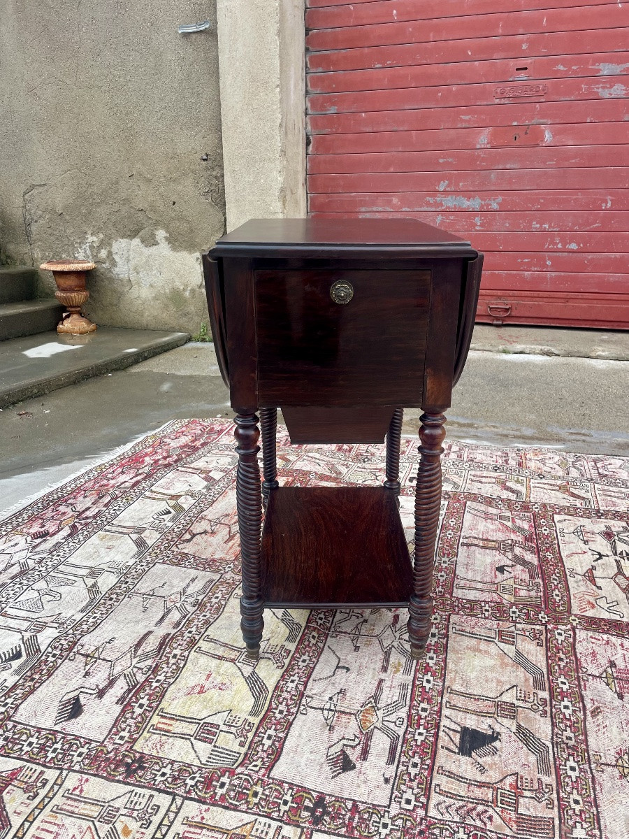 Small Mahogany Drop-leaf Table, Napoleon III/19th Century -photo-2