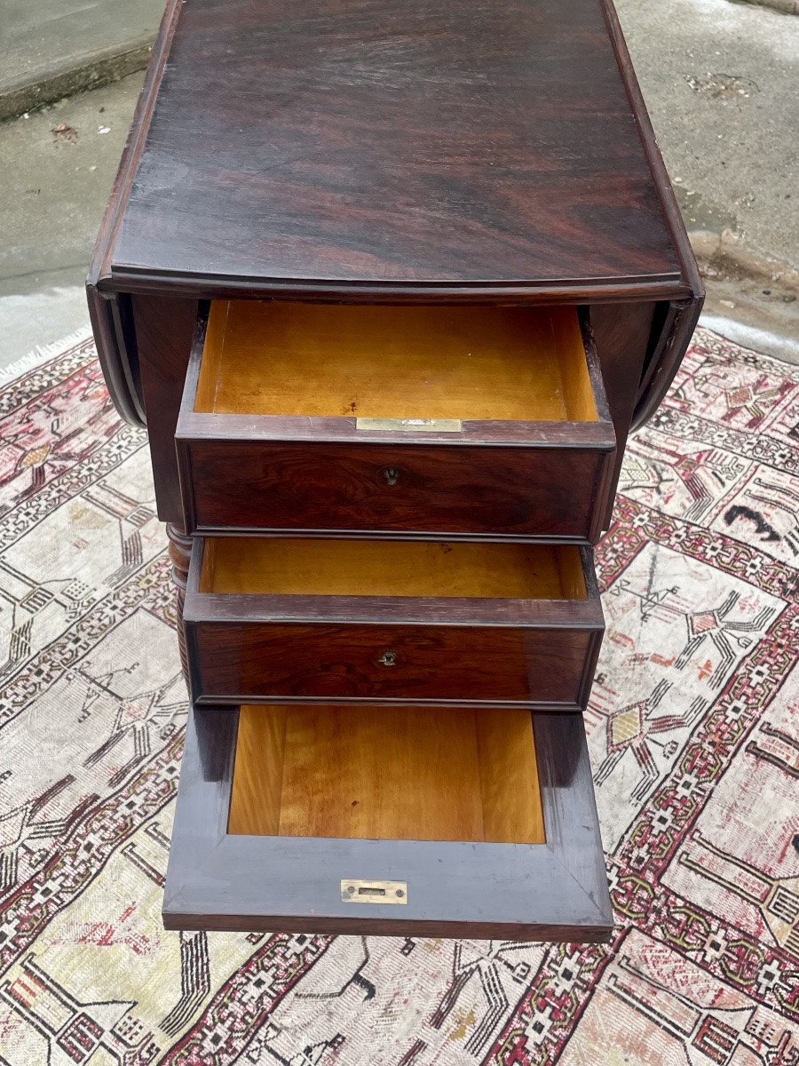 Small Mahogany Drop-leaf Table, Napoleon III/19th Century -photo-3