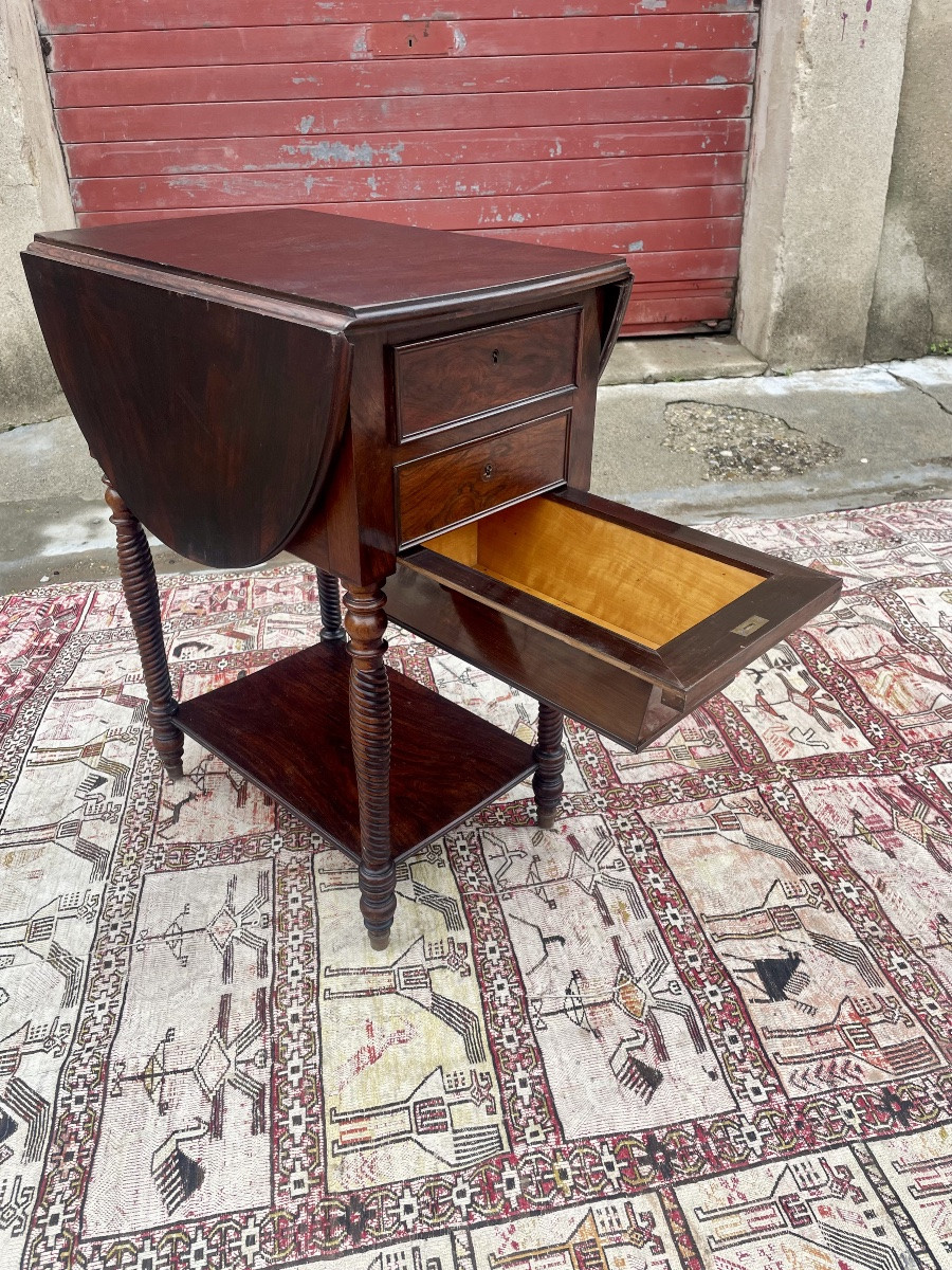 Small Mahogany Drop-leaf Table, Napoleon III/19th Century -photo-4