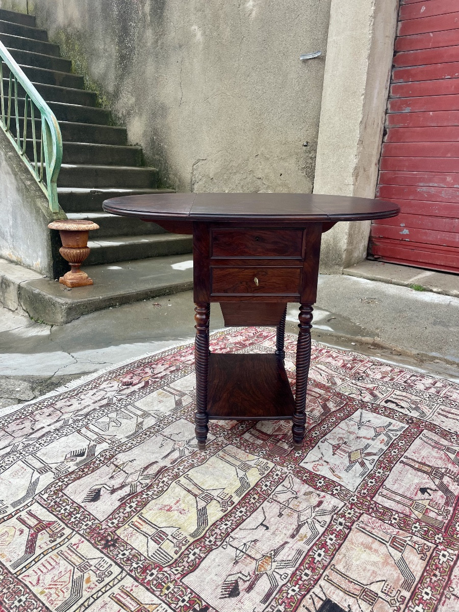 Small Mahogany Drop-leaf Table, Napoleon III/19th Century 