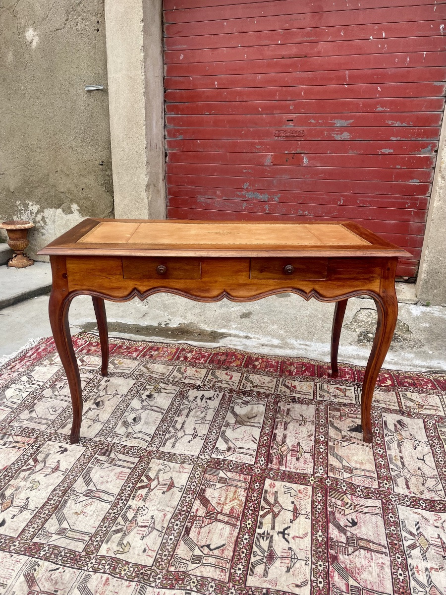 Bureau, plat Louis XV en noyer époque XIXem siecle -photo-2