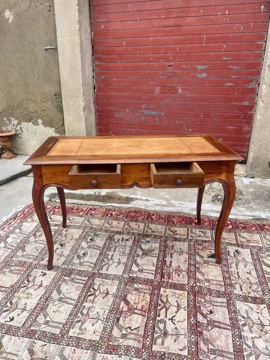 Bureau, plat Louis XV en noyer époque XIXem siecle -photo-2