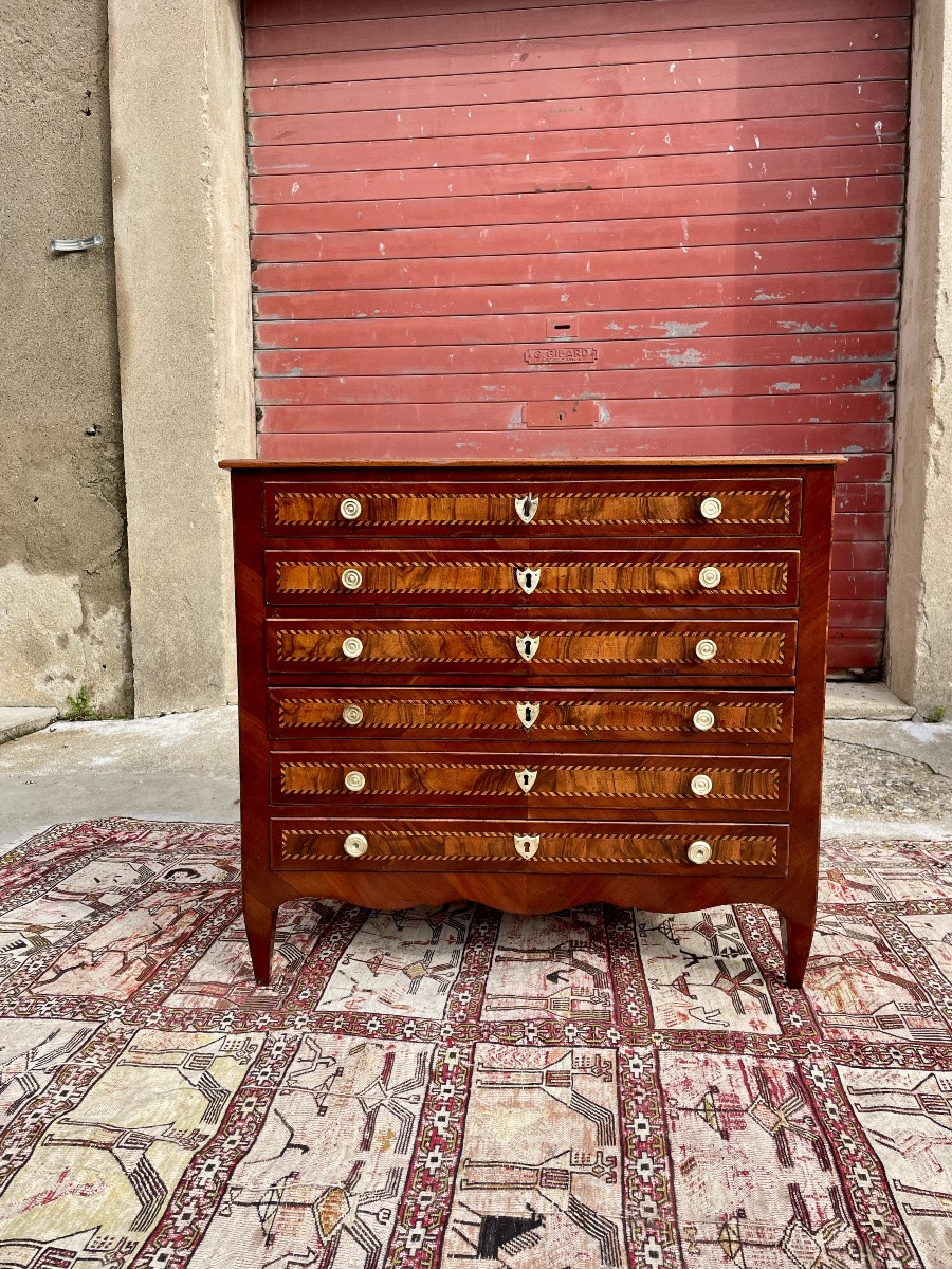 Petite commode louis XV louis XVI à six tirois,XVIIIem siecle-photo-2