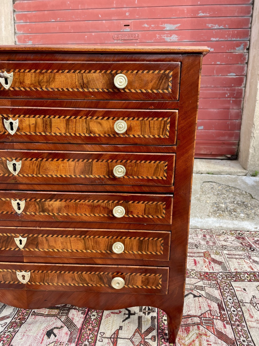 Petite commode louis XV louis XVI à six tirois,XVIIIem siecle-photo-4