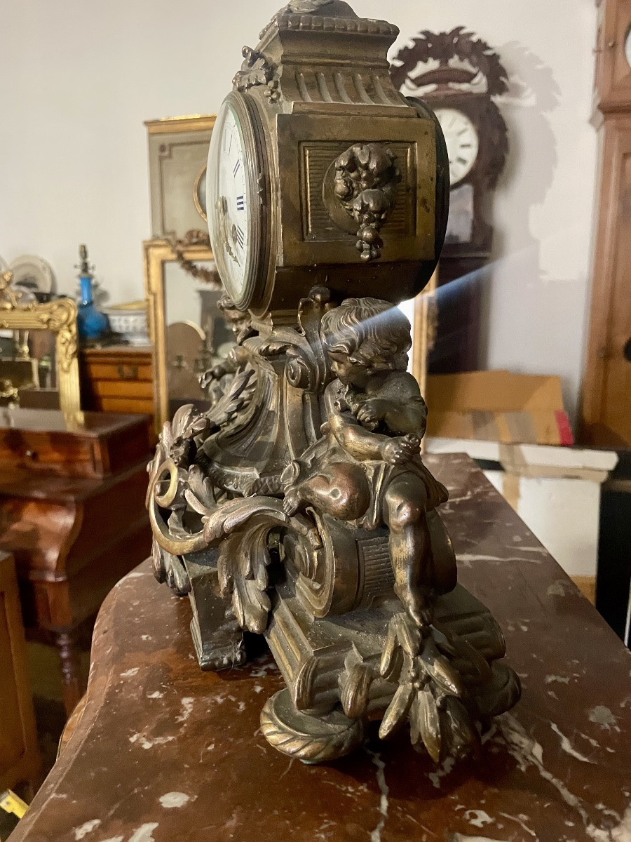 Louis XVI Style Bronze Mantel Clock With Putti. 19th Century -photo-5