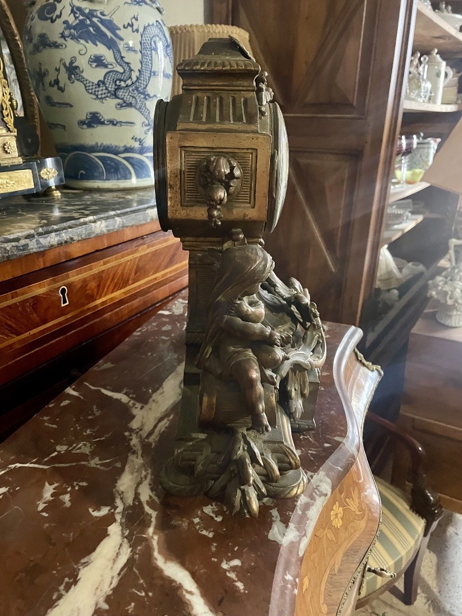 Louis XVI Style Bronze Mantel Clock With Putti. 19th Century -photo-6