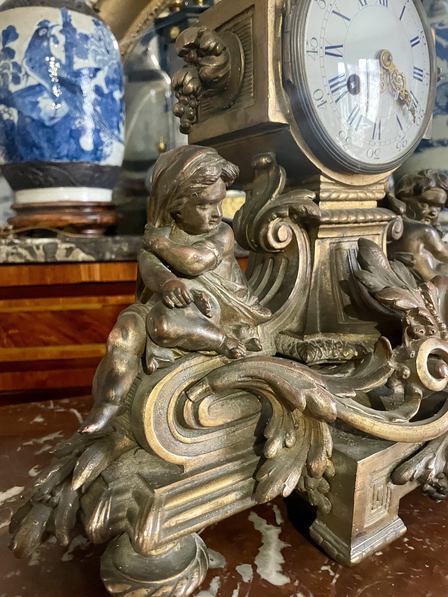 Louis XVI Style Bronze Mantel Clock With Putti. 19th Century -photo-7