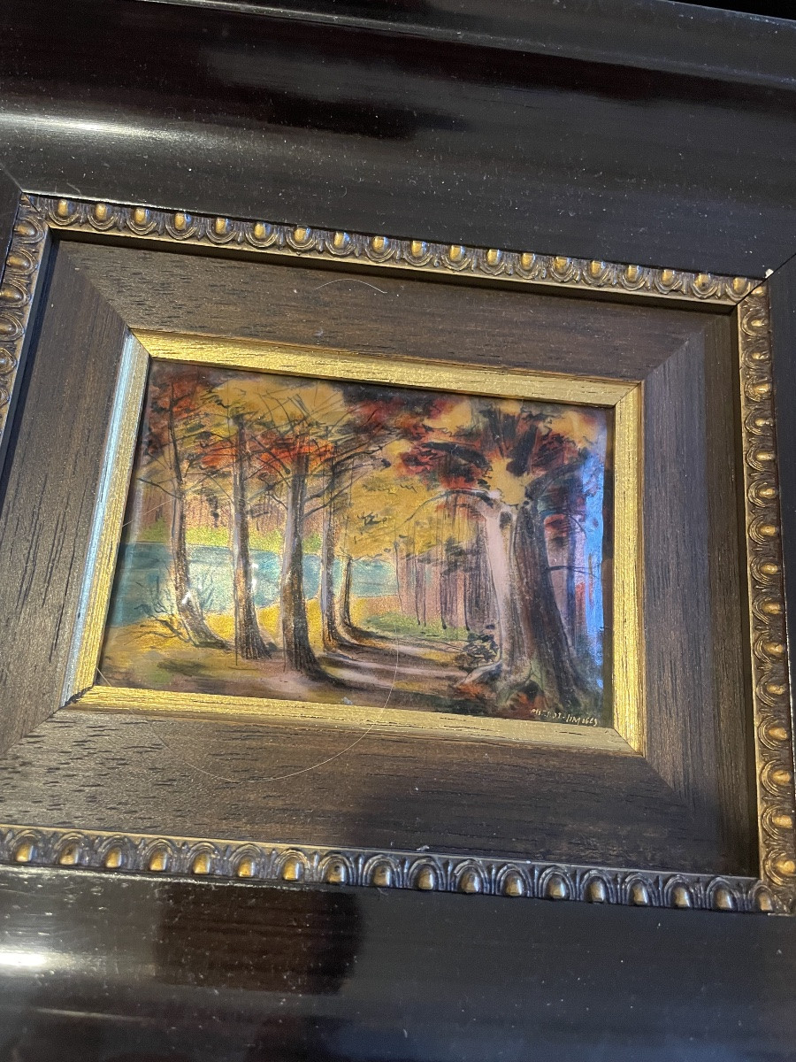 Pair Of Limoges Enamels, Signed Bernard Vergnaud, 1950-photo-2